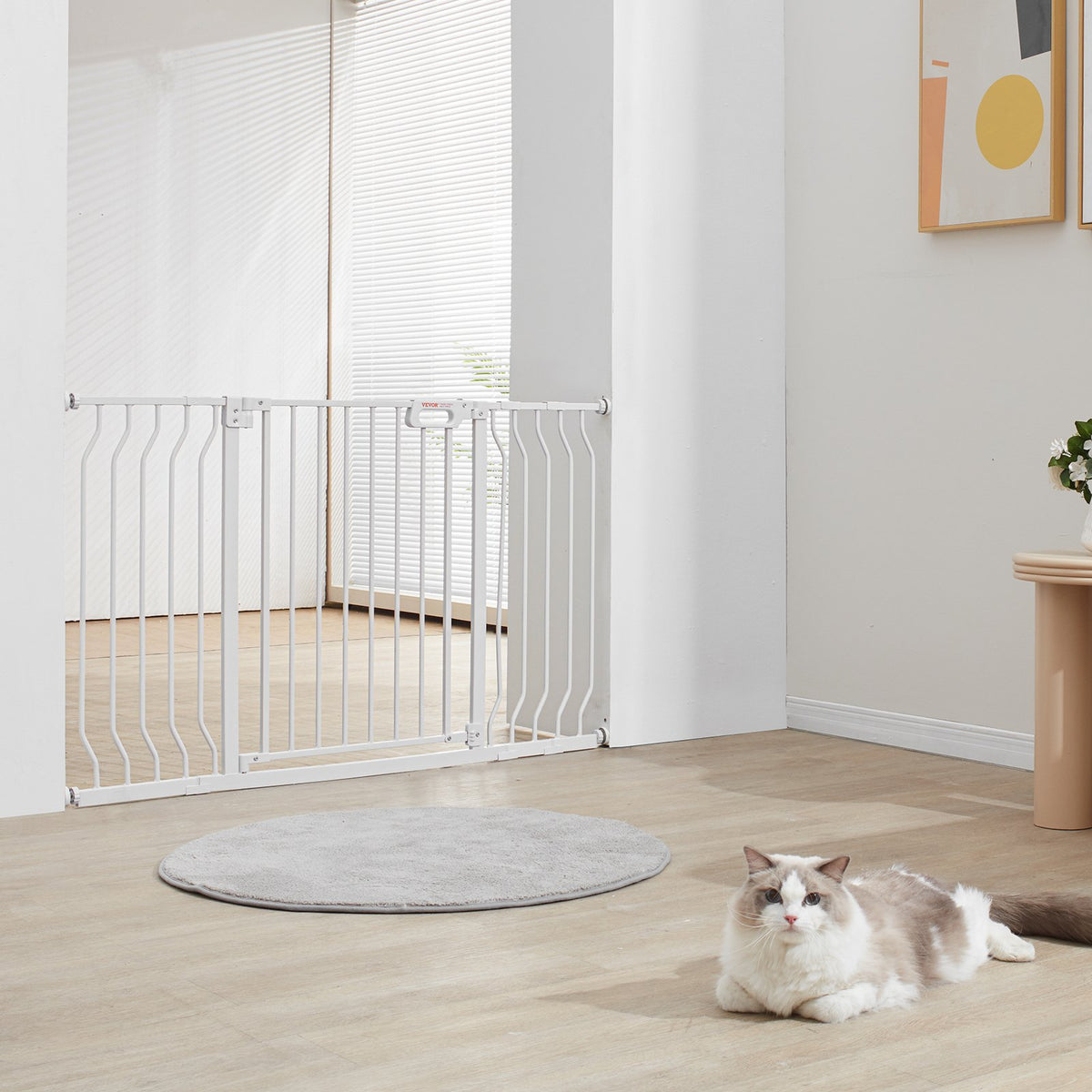 Baby Gate 749-1346mm Extra Wide 762mm High Step-Through Auto Close Wall Pressure