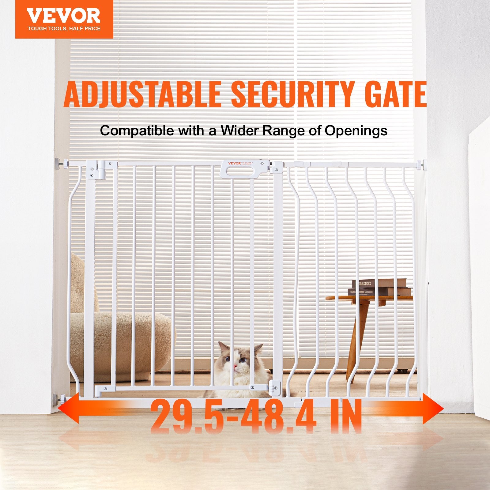Baby Gate 749-1229mm Extra Wide 762mm High Step-Through Auto Close Wall Mount