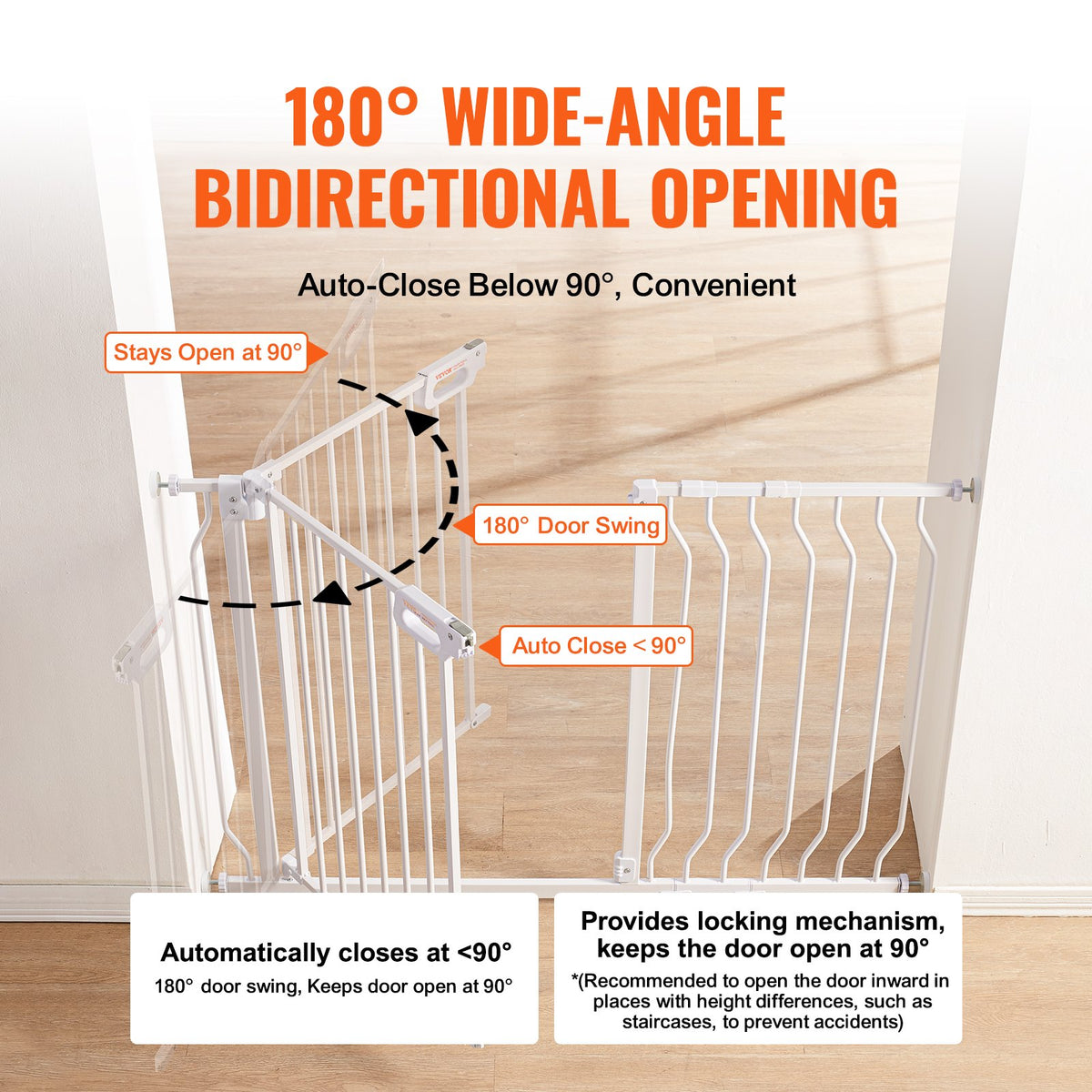 Baby Gate 749-1229mm Extra Wide 762mm High Step-Through Auto Close Wall Mount