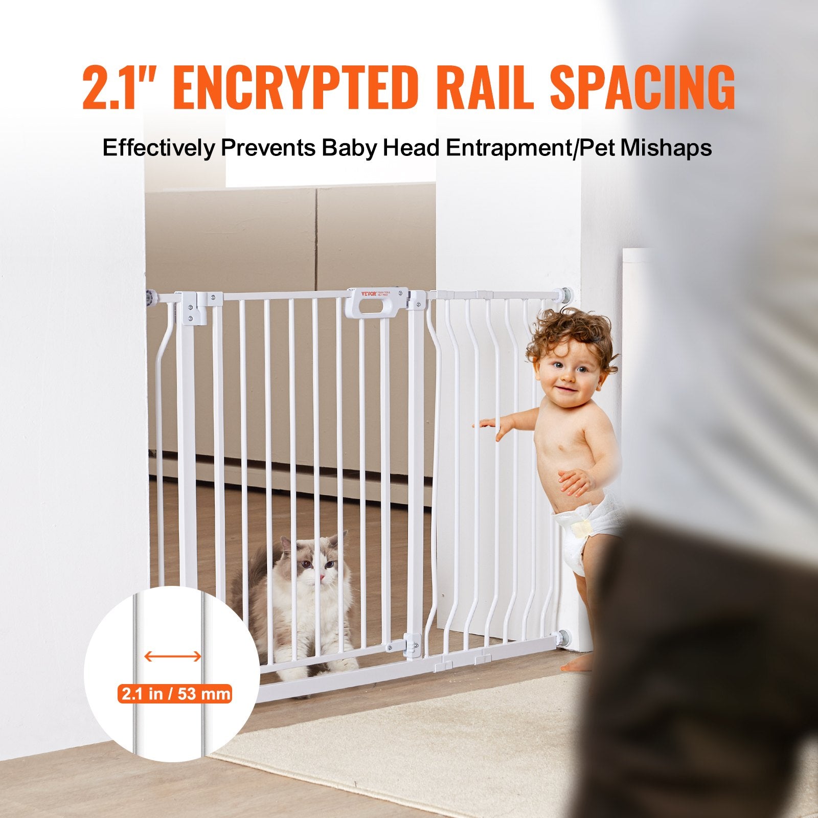 Baby Gate 749-1229mm Extra Wide 762mm High Step-Through Auto Close Wall Mount