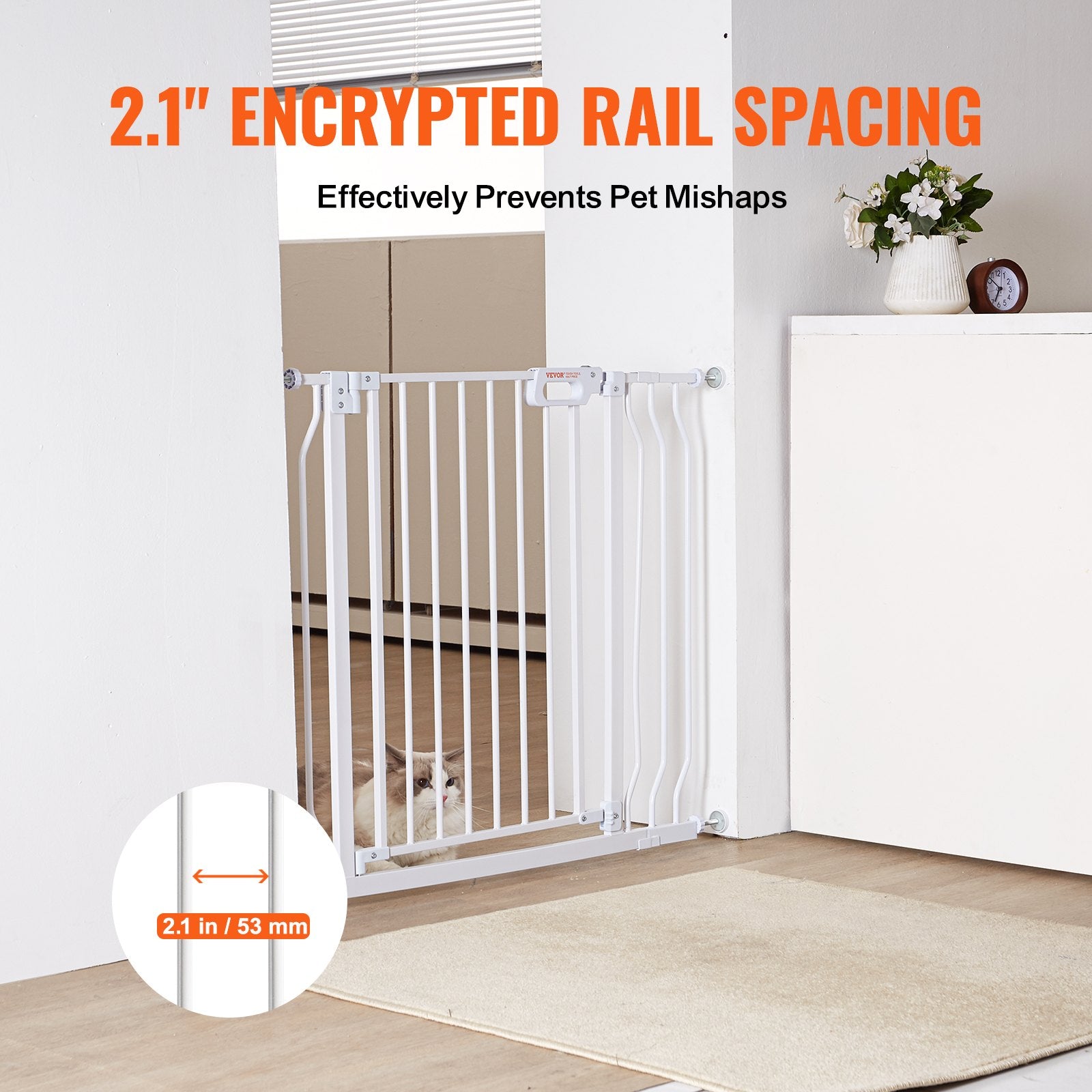 Baby Gate 749-990mm Extra Wide 762mm High Step-Through Auto Close Pressure Mount