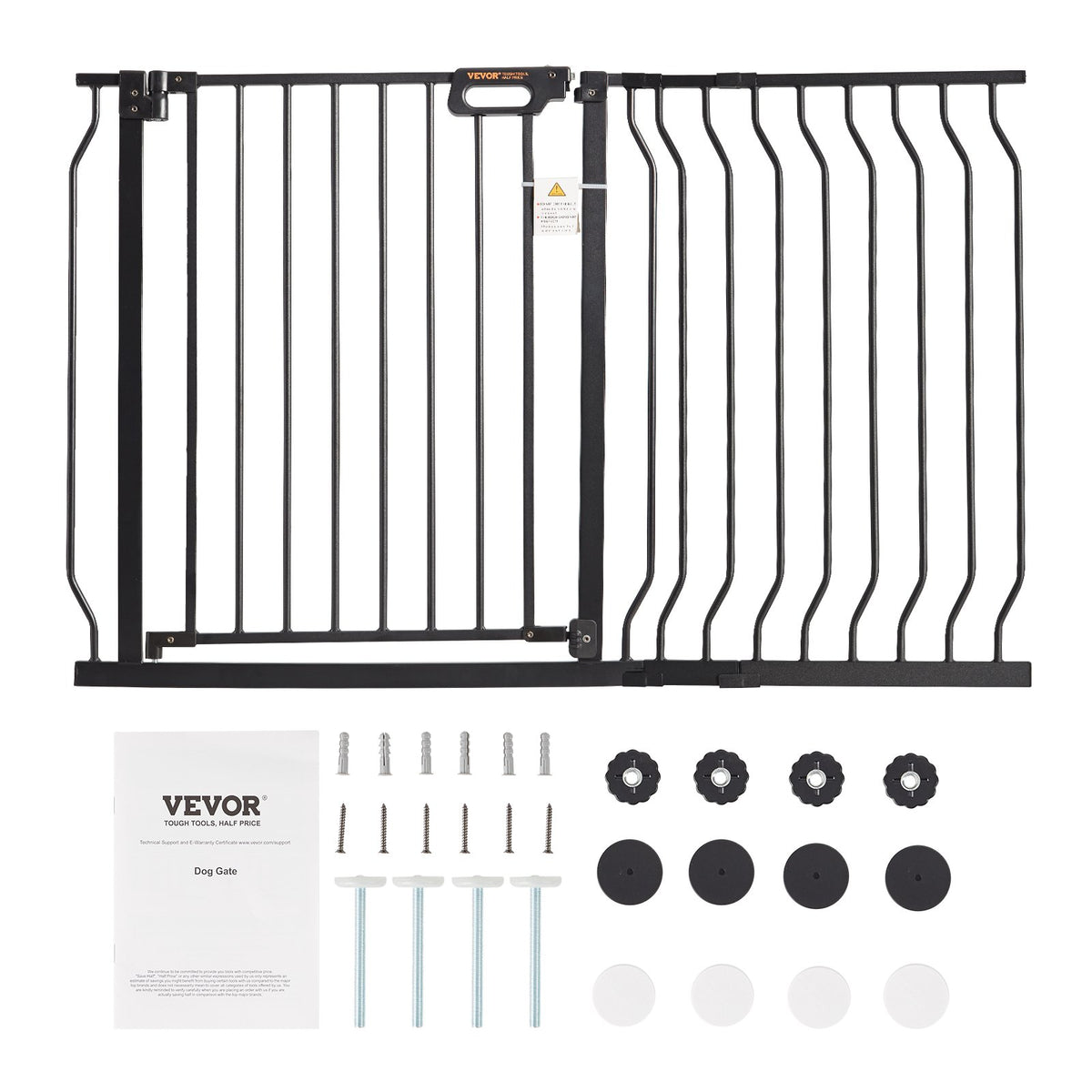 Baby Gate 749-1229mm Extra Wide 762mm High Step-Through Auto Close Black Wall Mt