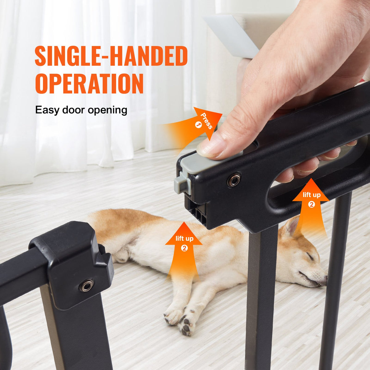 Extra Wide Baby Gate 749–1346mm x 762mm Pressure/Wall Mount Auto Close Black