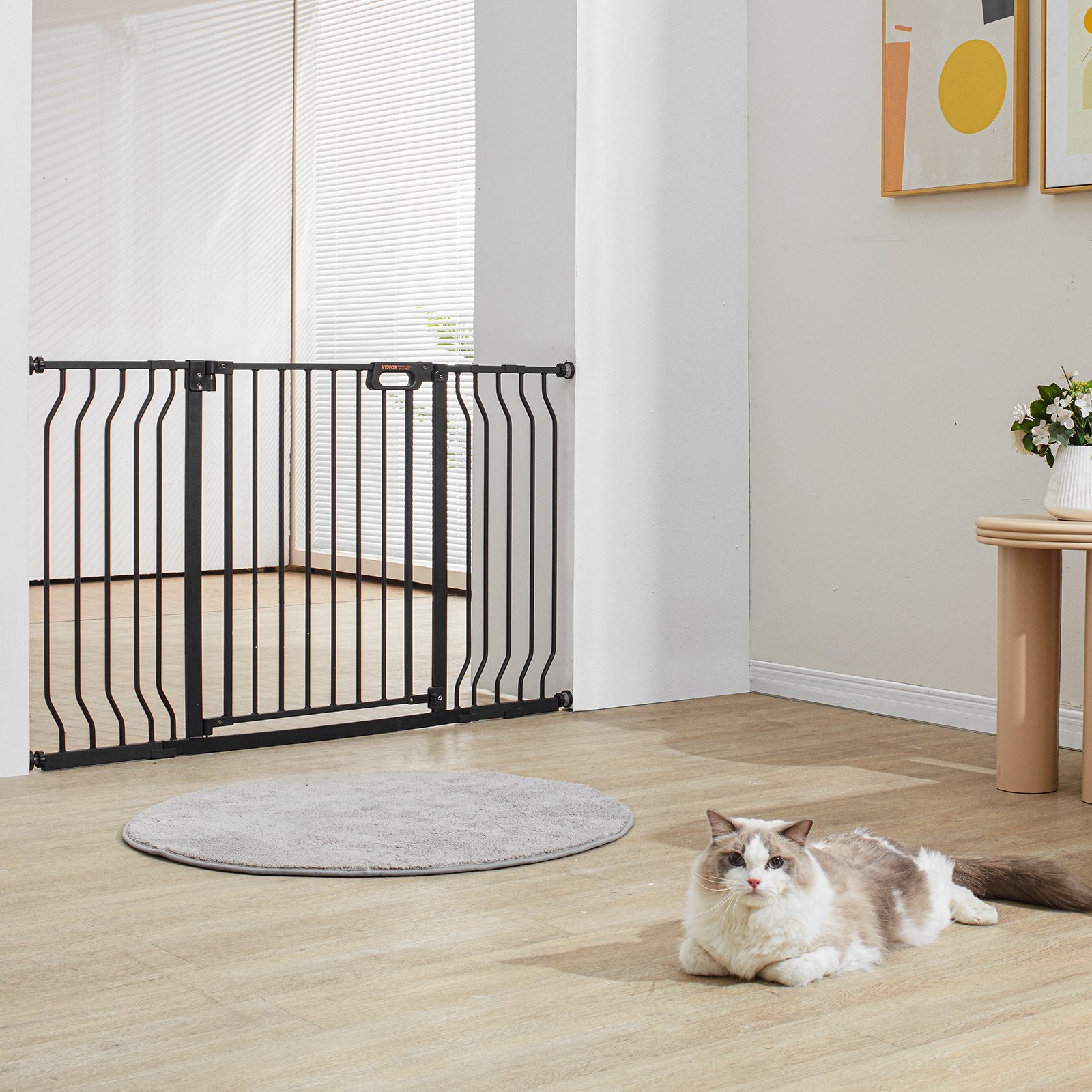 Extra Wide Baby Gate 749–1346mm x 762mm Pressure/Wall Mount Auto Close Black