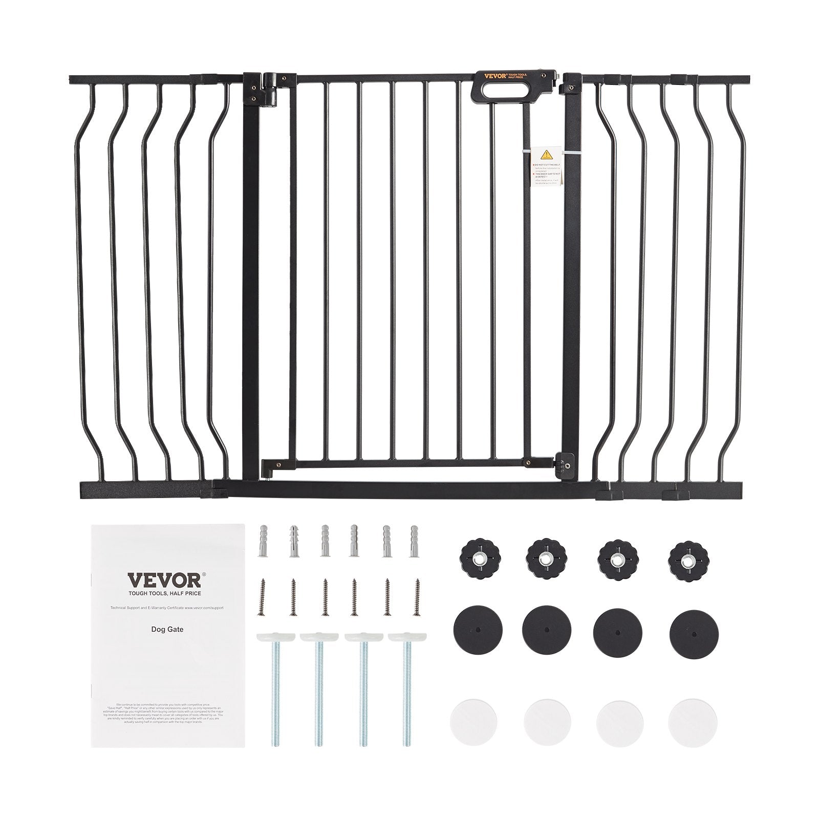Extra Wide Baby Gate 749–1346mm x 762mm Pressure/Wall Mount Auto Close Black