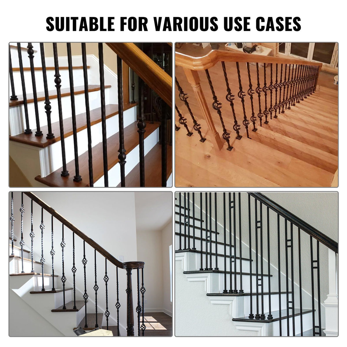 Aluminum Alloy Baluster Shoes Stair Flat Shoe with Screw Holes for 1/2" Square
