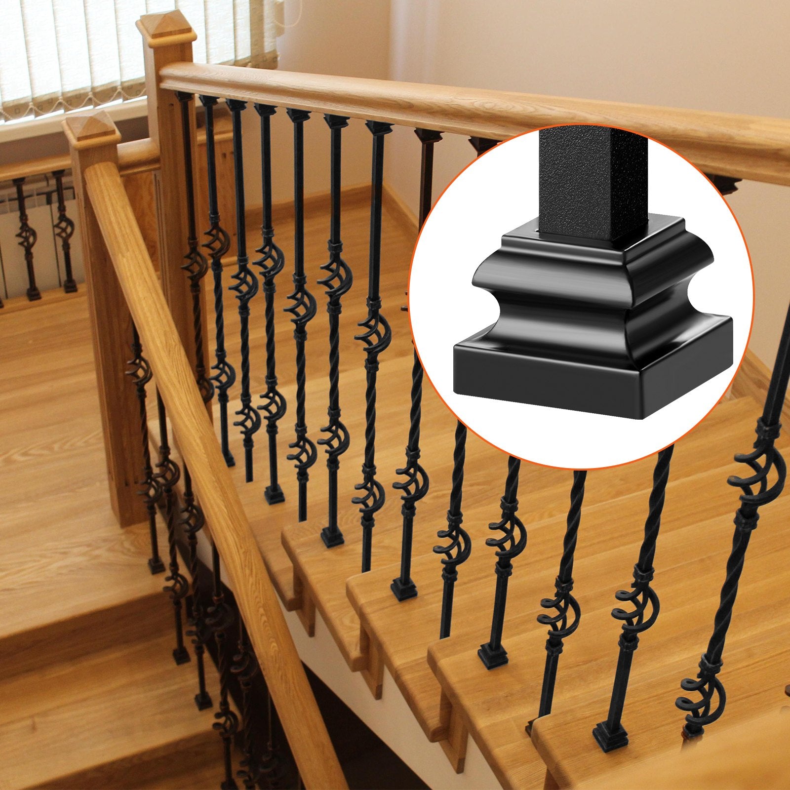Aluminum Alloy Baluster Shoes Stair Flat Shoe with Screw Holes for 1/2" Square