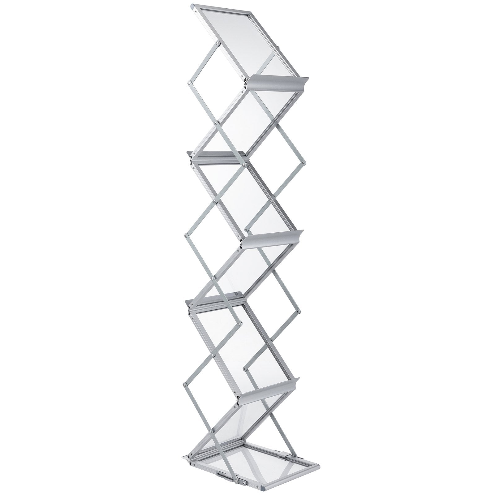 Foldable Magazine Display Rack 6-Pocket Double-Sided Brochure Stand with Bag