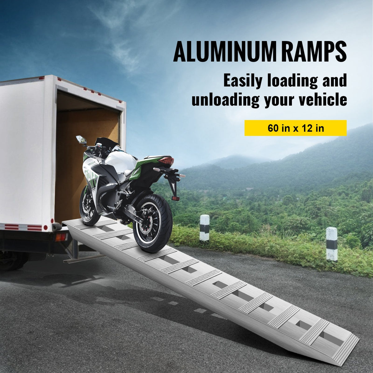 Aluminum Trailer Ramps 6000LBS Total, Beavertail Hook End, 1 Pair