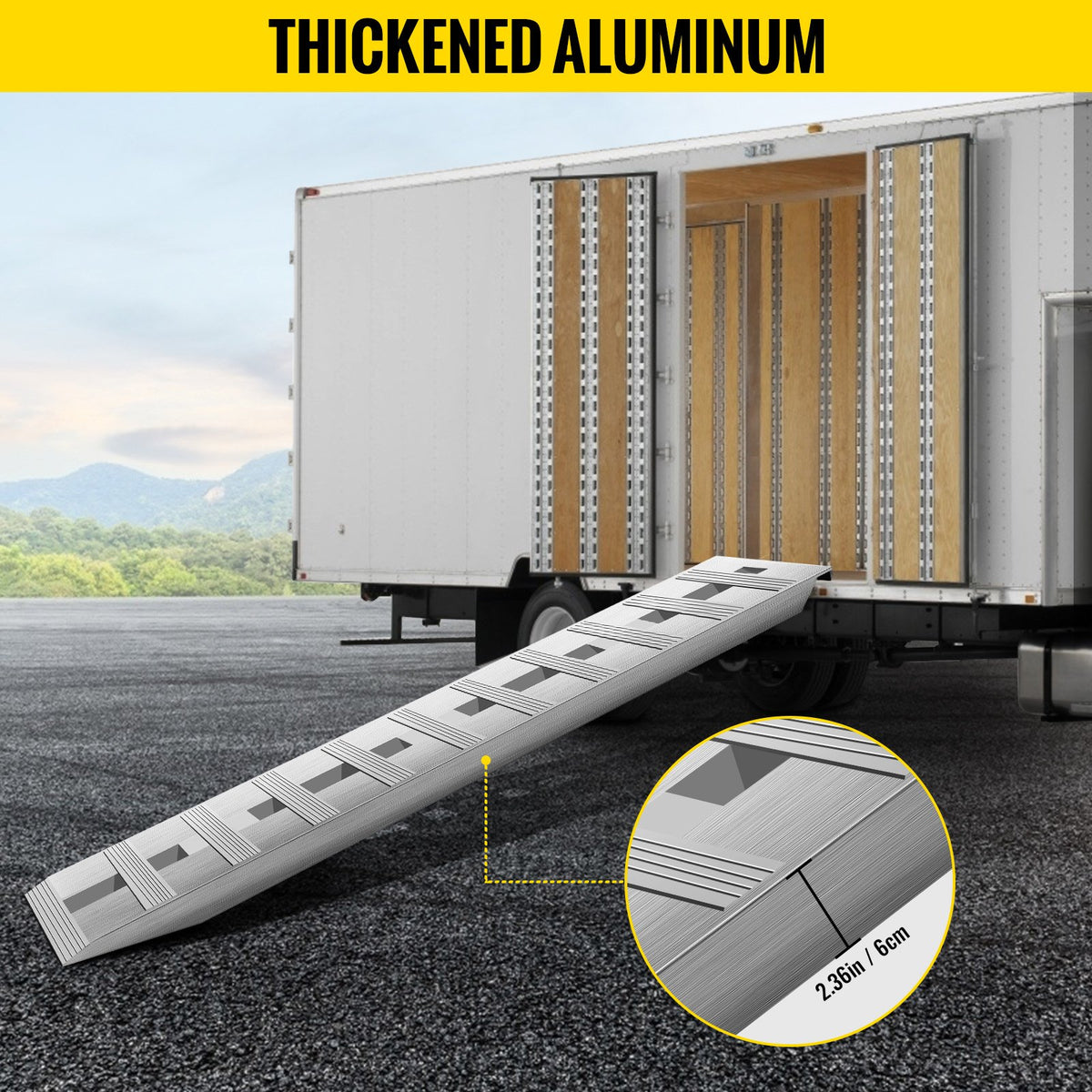 Aluminum Trailer Ramps 6000LBS Total, Beavertail Hook End, 1 Pair