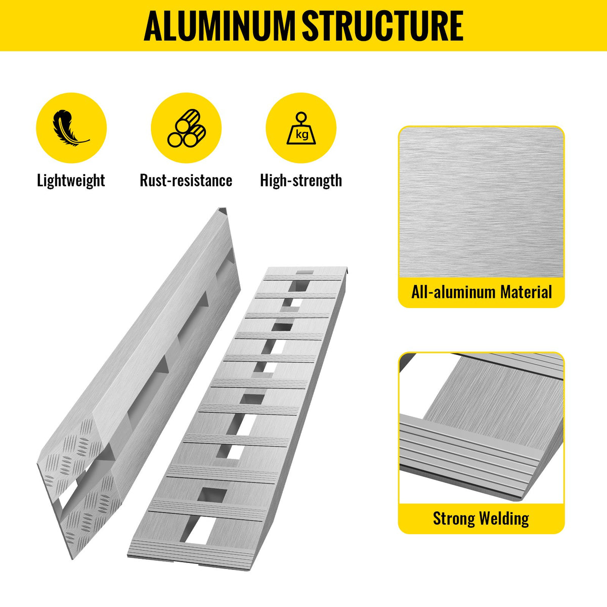 Aluminum Trailer Ramps 6000LBS Total, Beavertail Hook End, 1 Pair