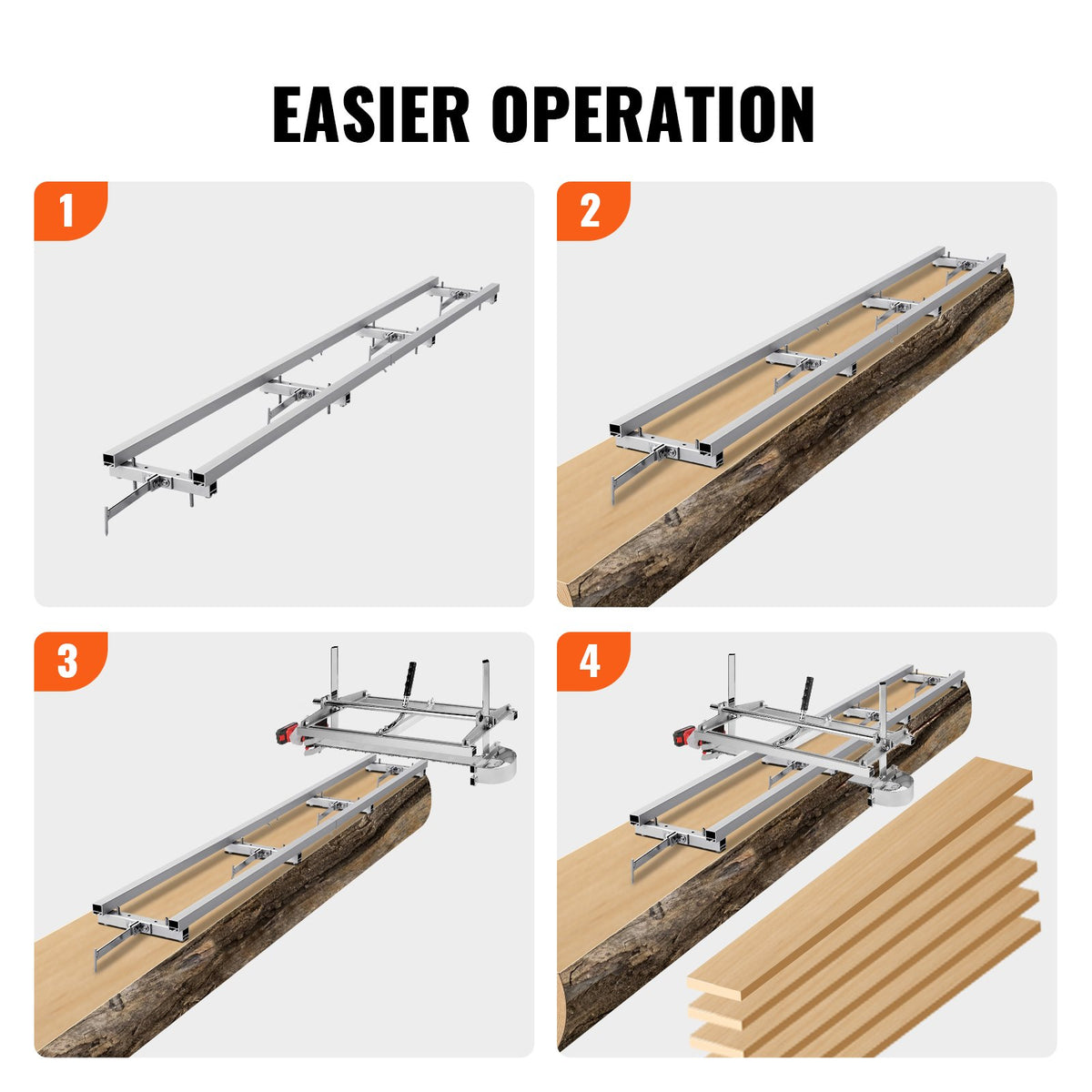 9 ft Chainsaw Mill Rail Guide System Aluminum Adjustable Milling Guide Kit