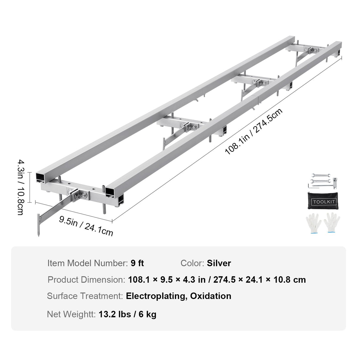 9 ft Chainsaw Mill Rail Guide System Aluminum Adjustable Milling Guide Kit