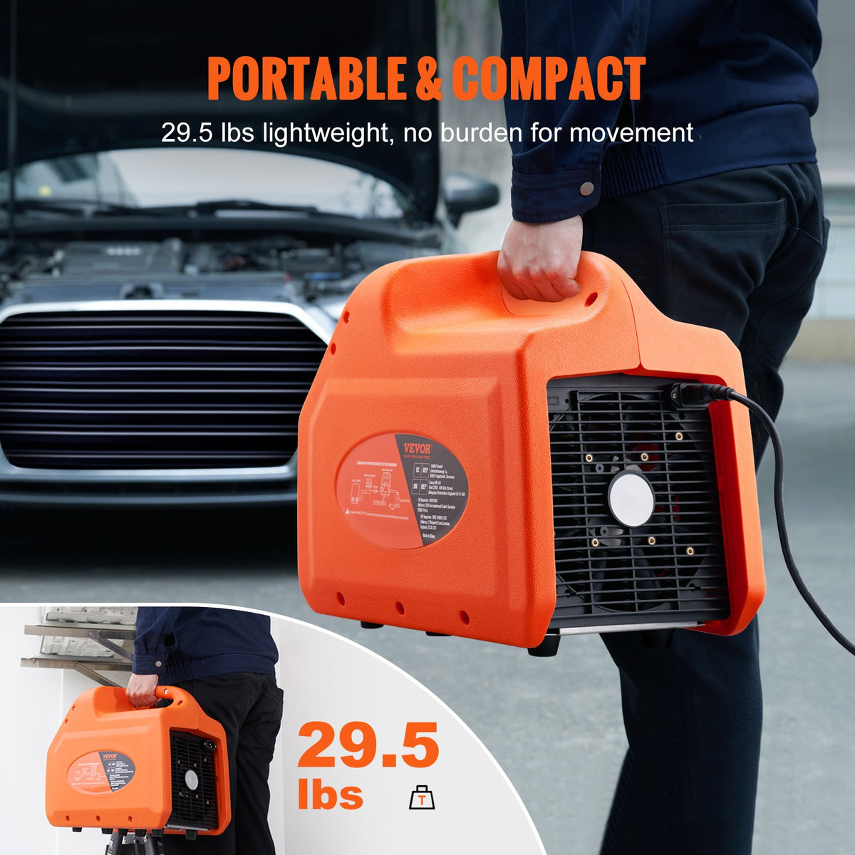 Refrigerant Recovery Machine 3/4HP 220V 50Hz Portable HVAC Car AC Vapor