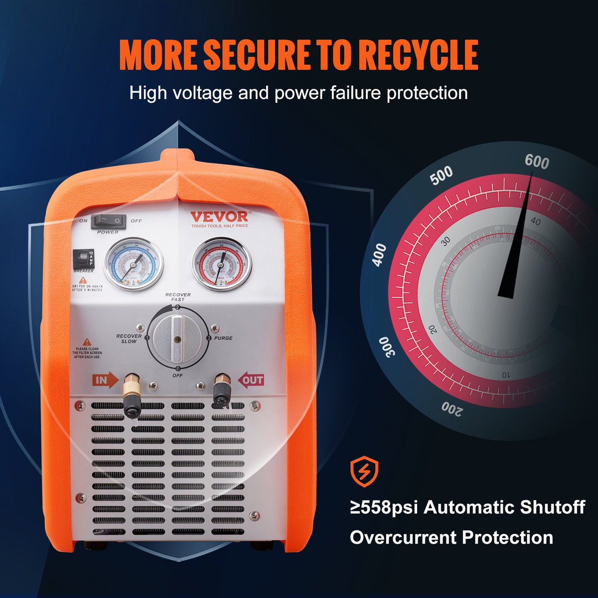 Refrigerant Recovery Machine 3/4HP 220V 50Hz Portable HVAC Car AC Vapor