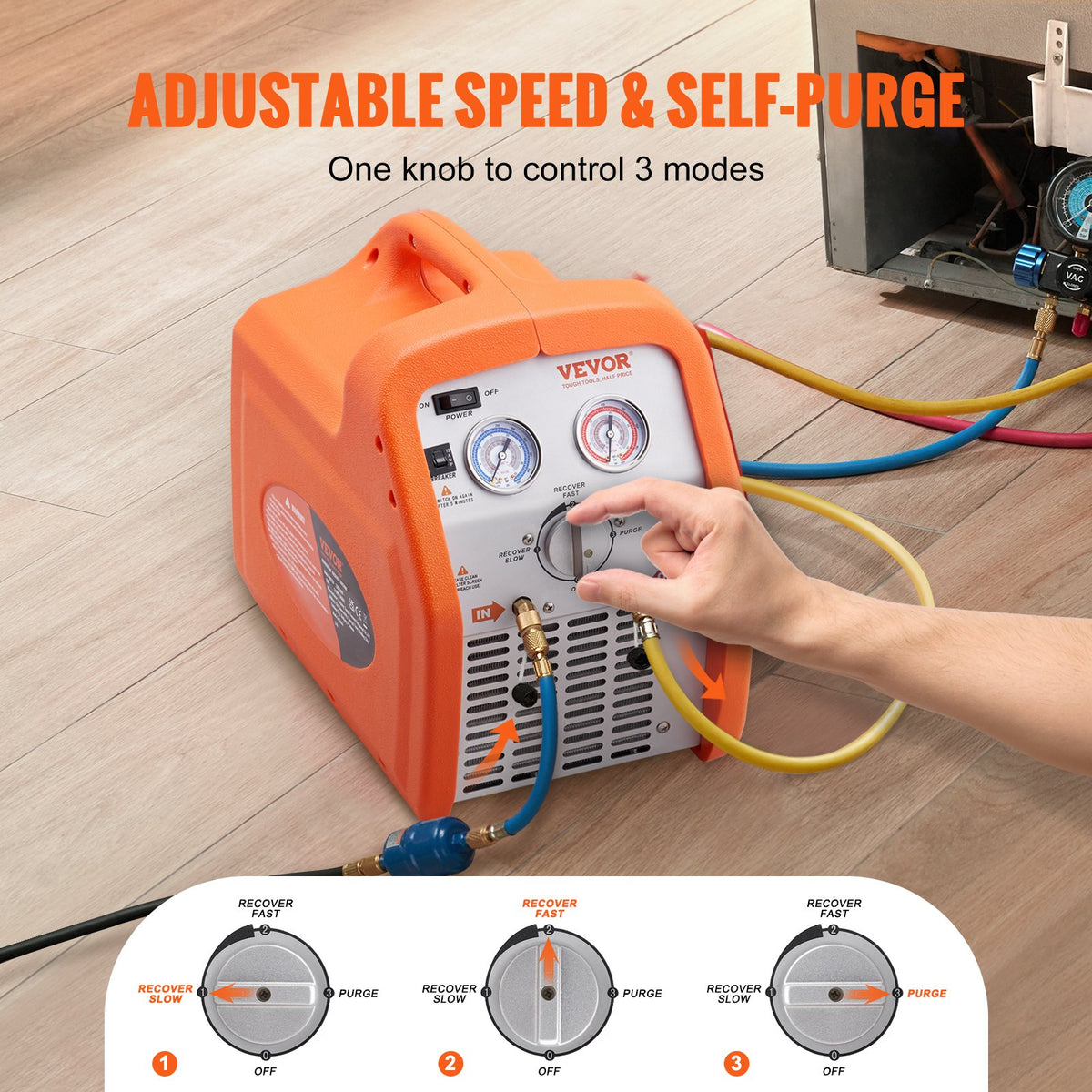 Refrigerant Recovery Machine 3/4HP 220V 50Hz Portable HVAC Car AC Vapor