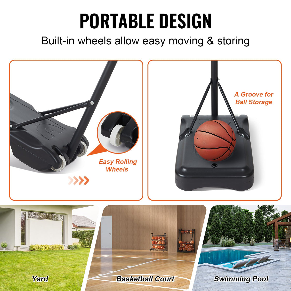 Basketball Hoop 28in Adjustable 5-7ft Portable Backboard System with Wheels Base