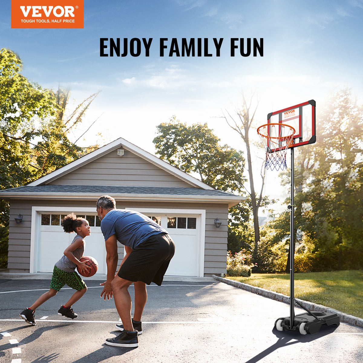 Basketball Hoop 28in Adjustable 5-7ft Portable Backboard System with Wheels Base