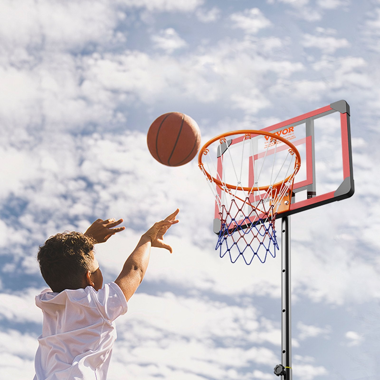 Basketball Hoop 28in Adjustable 5-7ft Portable Backboard System with Wheels Base
