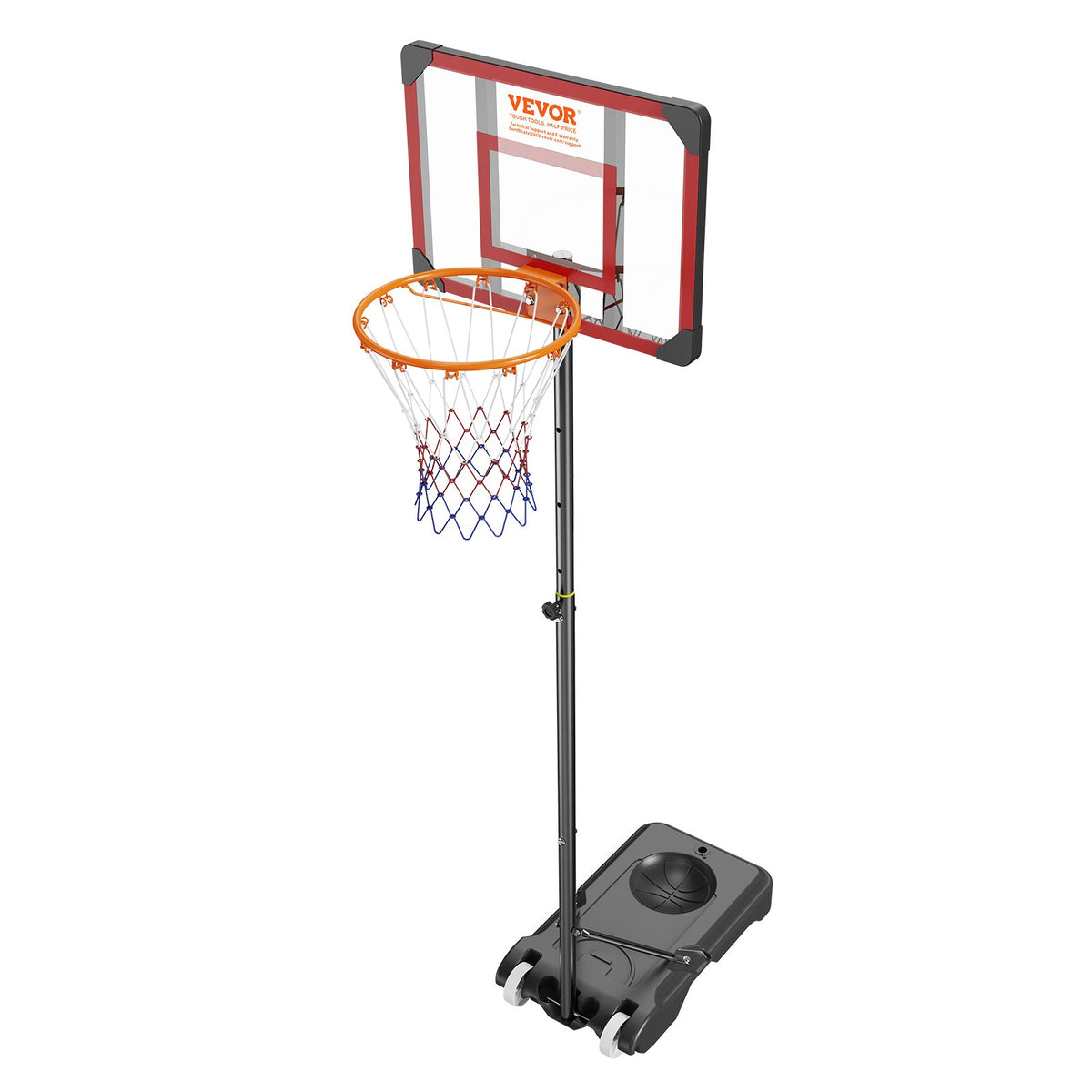 Basketball Hoop 28in Adjustable 5-7ft Portable Backboard System with Wheels Base