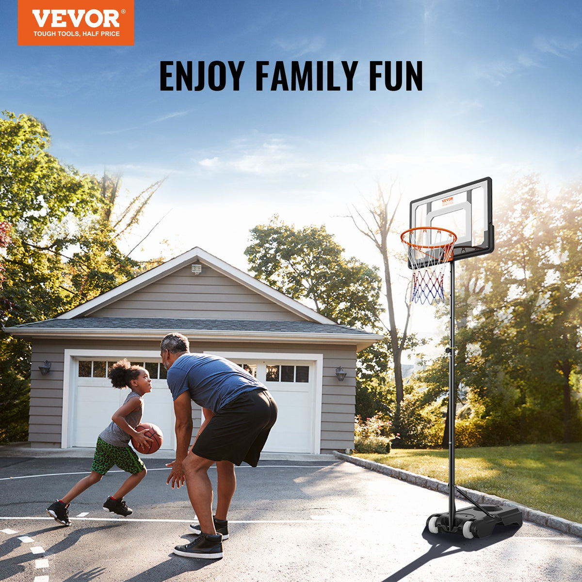 Basketball Hoop 32" Adjustable 5-7ft Portable Backboard System with Wheels &Base