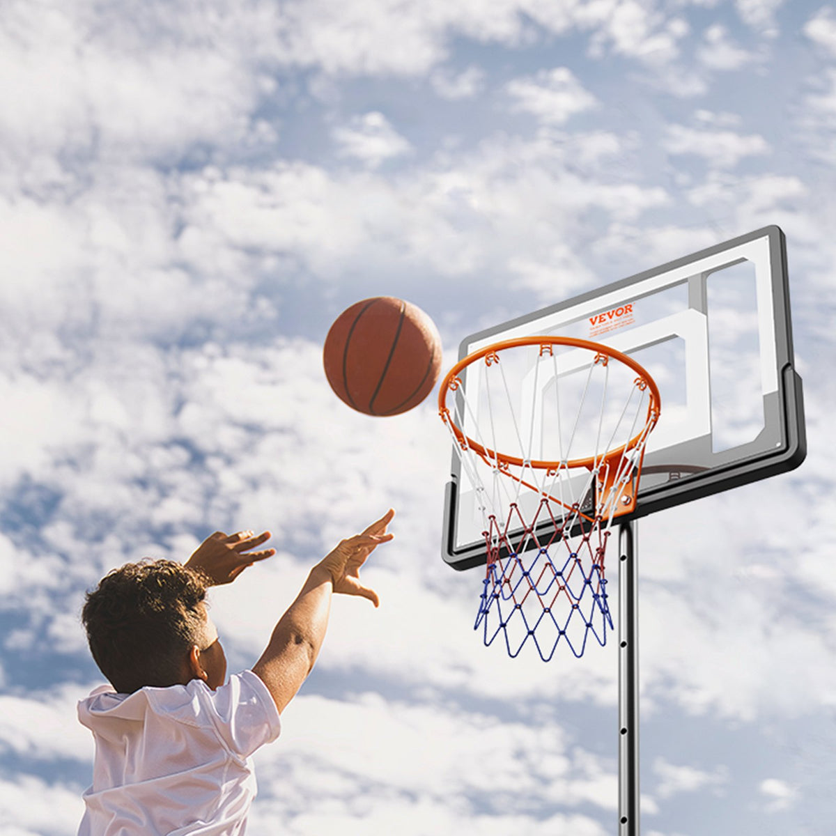 Basketball Hoop 32" Adjustable 5-7ft Portable Backboard System with Wheels &Base
