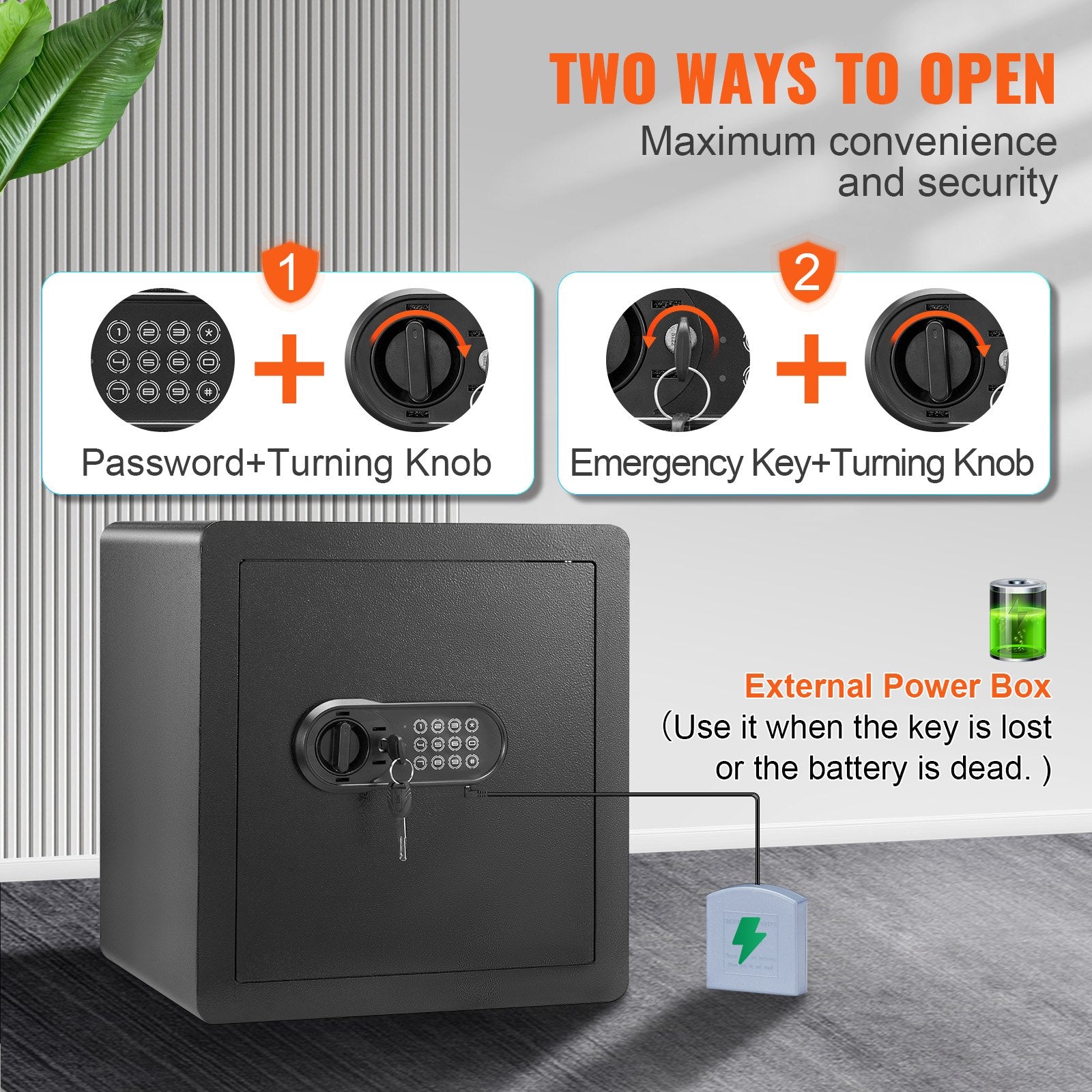 1.8 Cu Ft Steel Home Safe with Digital Keypad, 2 Keys & Fireproof Bag