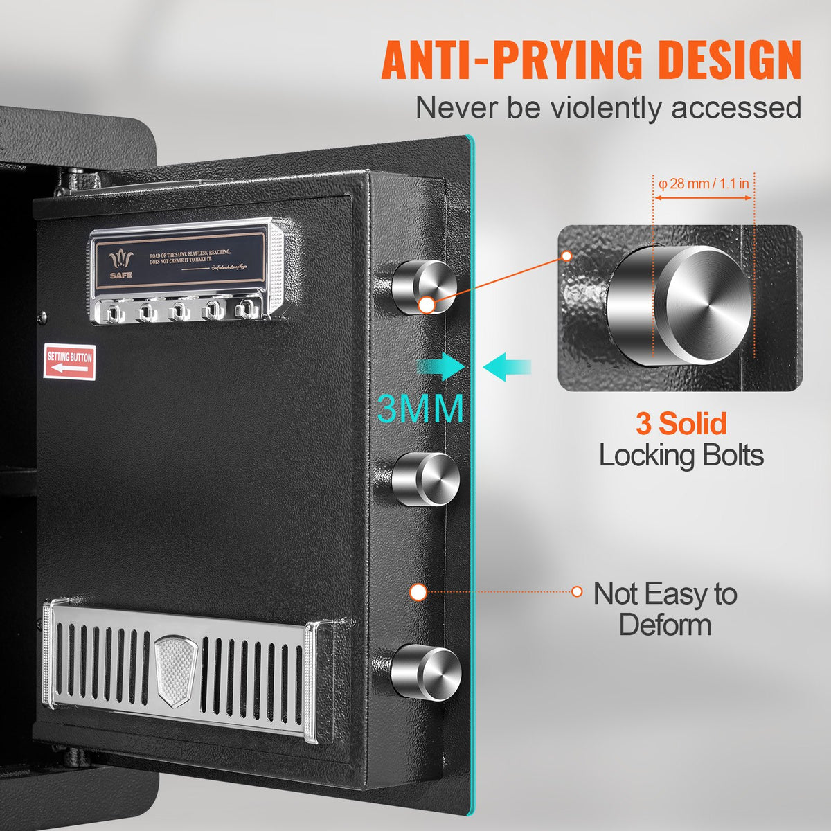 1.8 Cu Ft Steel Home Safe with Digital Keypad, 2 Keys & Fireproof Bag