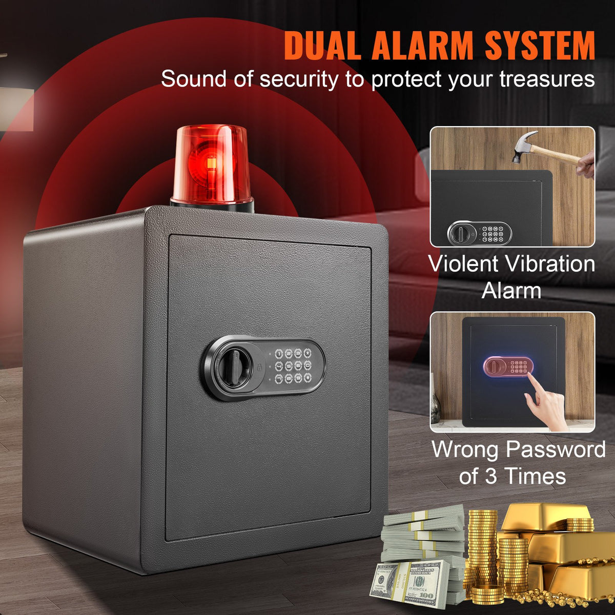 1.8 Cu Ft Steel Home Safe with Digital Keypad, 2 Keys & Fireproof Bag
