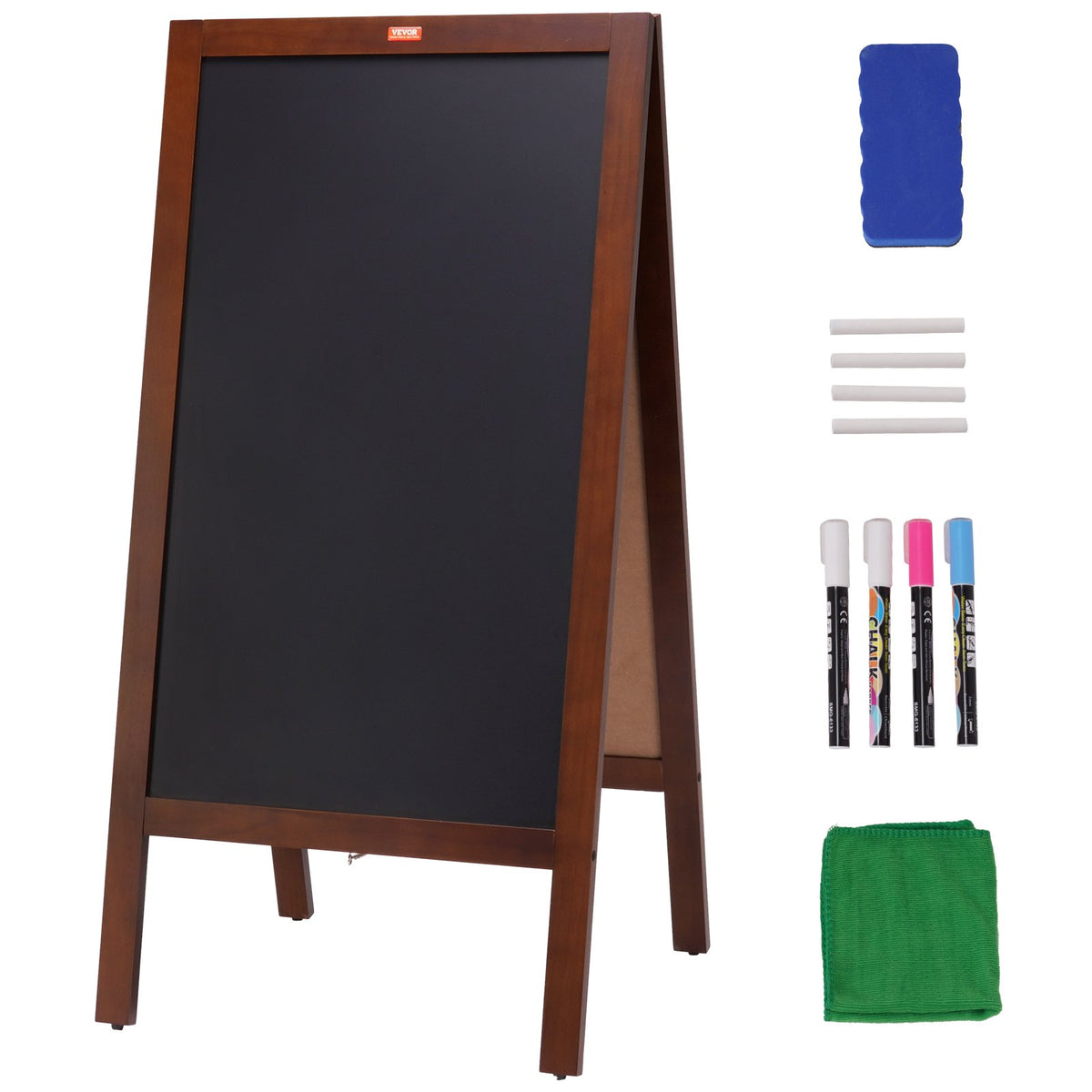Chalkboard Sign A-Frame 50x102cm Double-Sided Wooden Sandwich Chalk Eraser