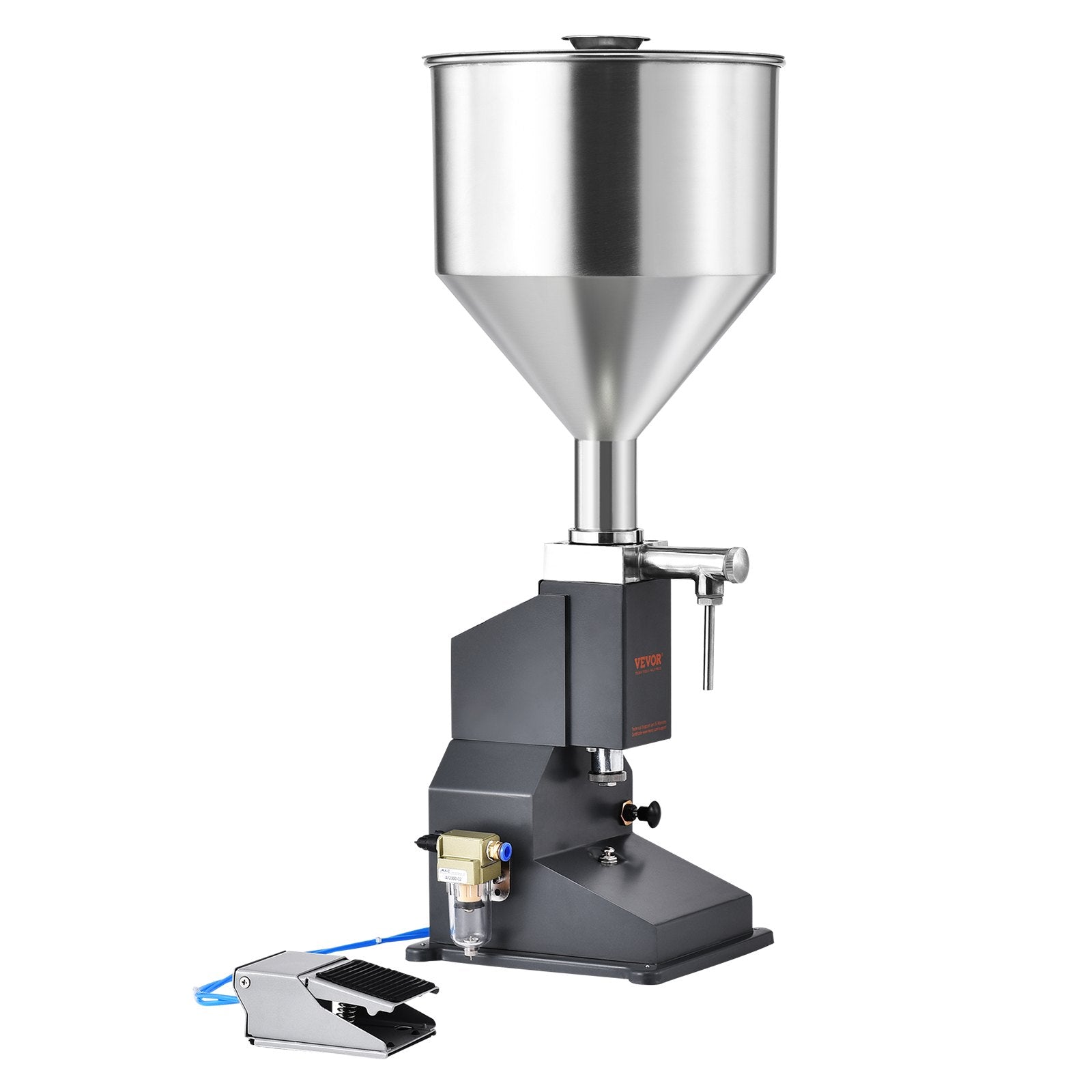 Pneumatic Paste Liquid Filling Machine 5-50ml Stainless Steel Filler w/ Pedal