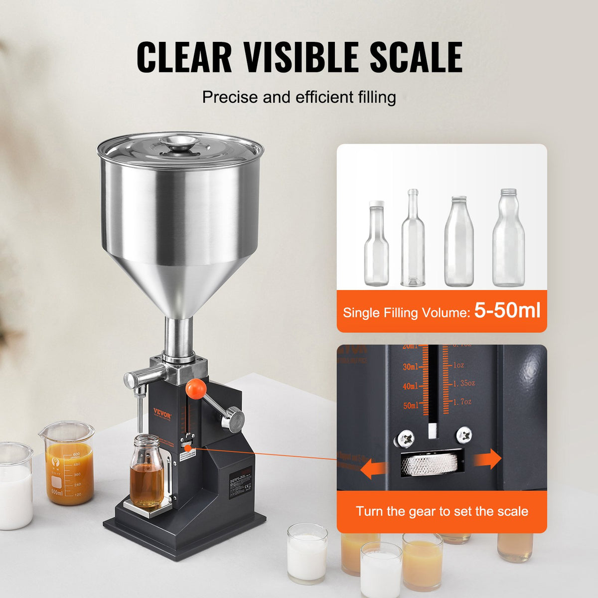 Manual Paste Liquid Filling Machine 5-50ml Stainless Steel Bottle Filler