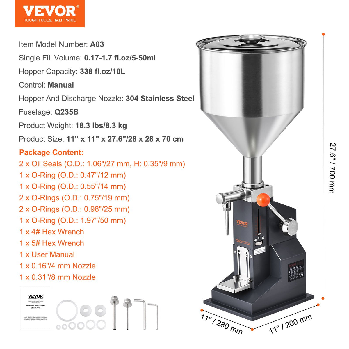 Manual Paste Liquid Filling Machine 5-50ml Stainless Steel Bottle Filler