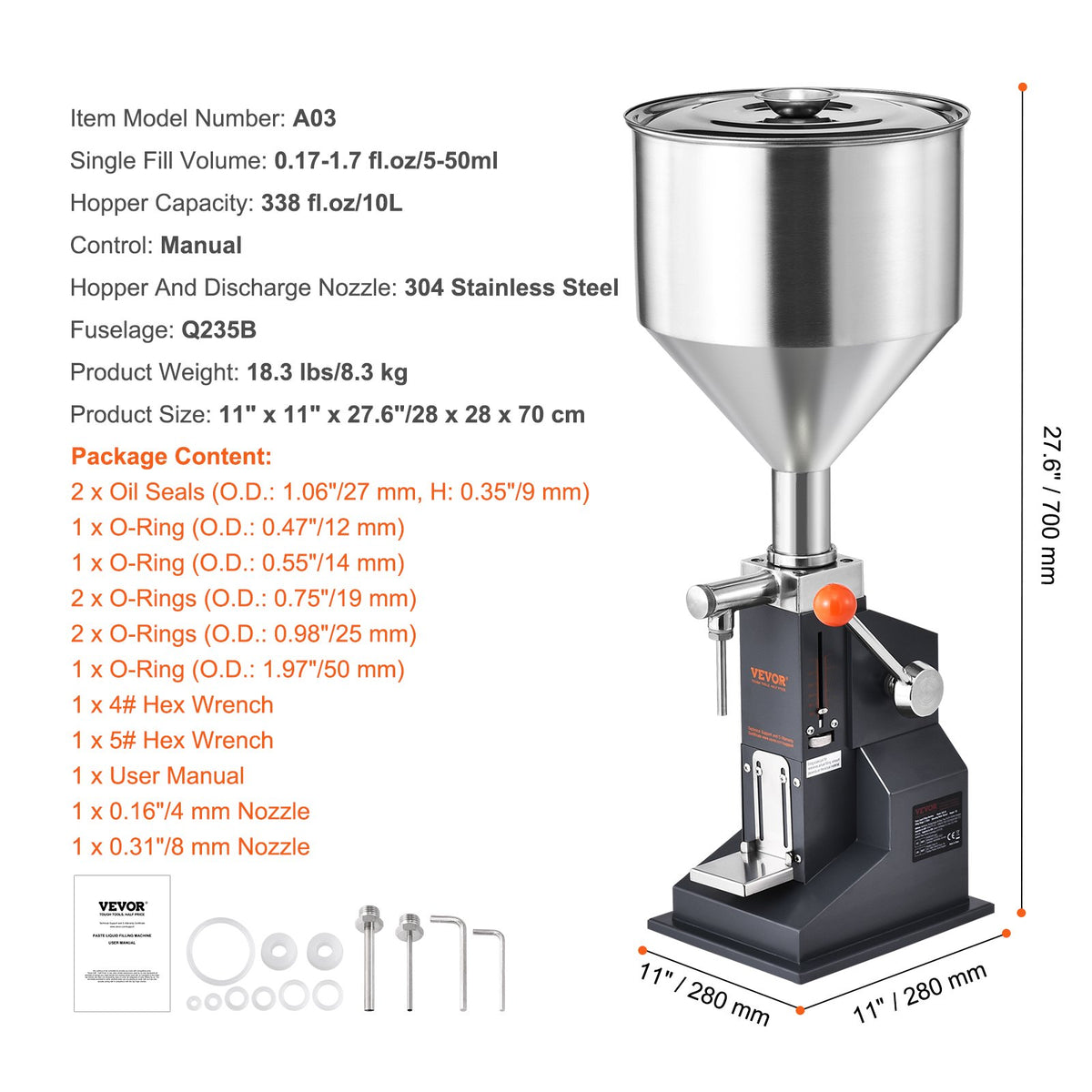 Manual Paste Liquid Filling Machine 5-50ml Stainless Steel Bottle Filler