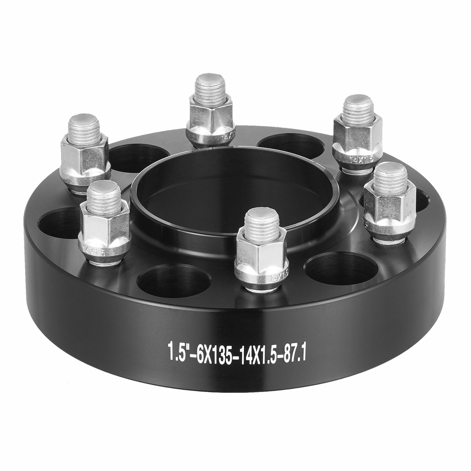 Wheel Spacers 1.5in 6x5.3in 6-Lug Hubcentric M14x1.5 Studs 4PCS Black