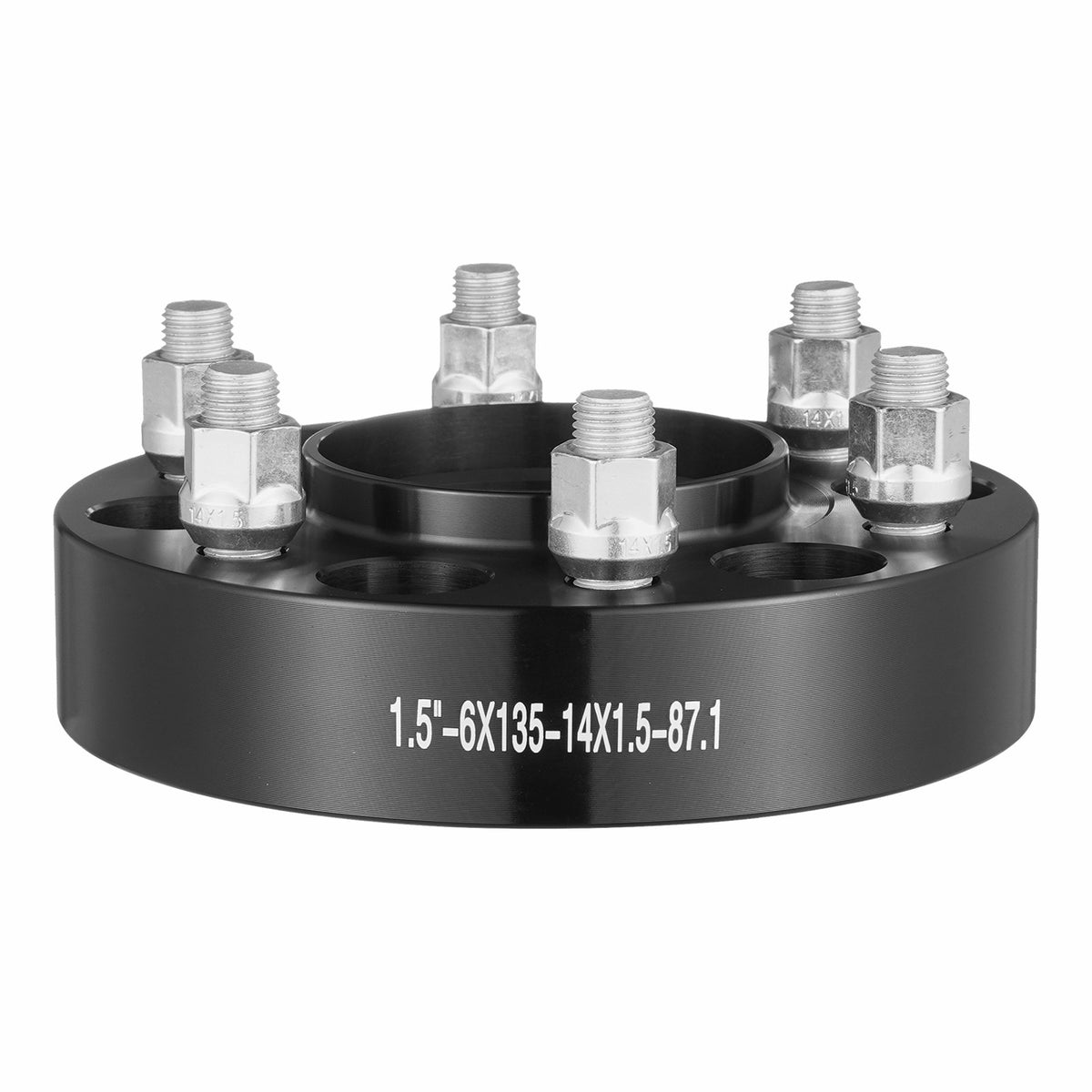 Wheel Spacers 1.5in 6x5.3in 6-Lug Hubcentric M14x1.5 Studs 4PCS Black