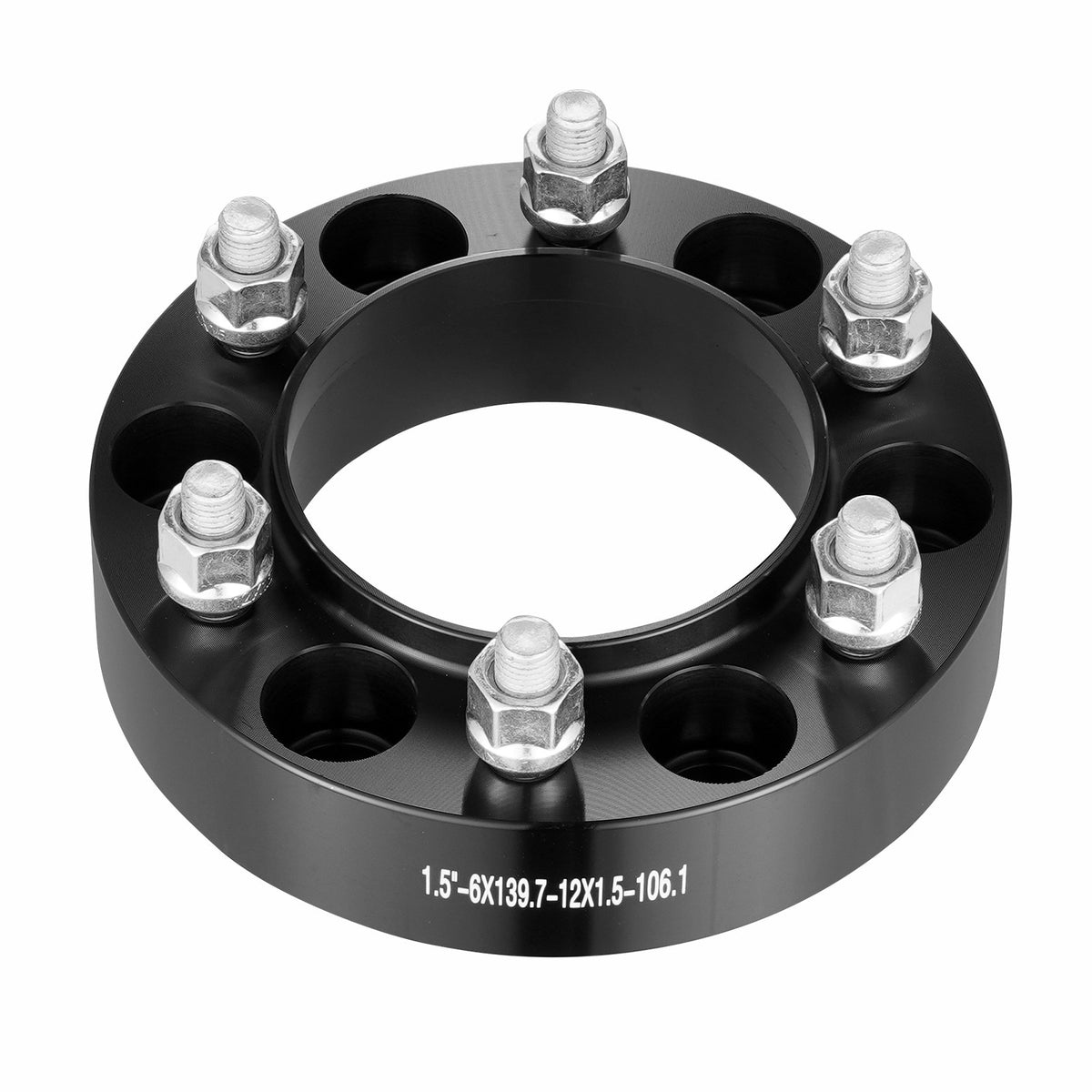 Wheel Spacers 1.5in 6x5.5in 6-Lug Hubcentric M12x1.5 Studs 4PCS Black