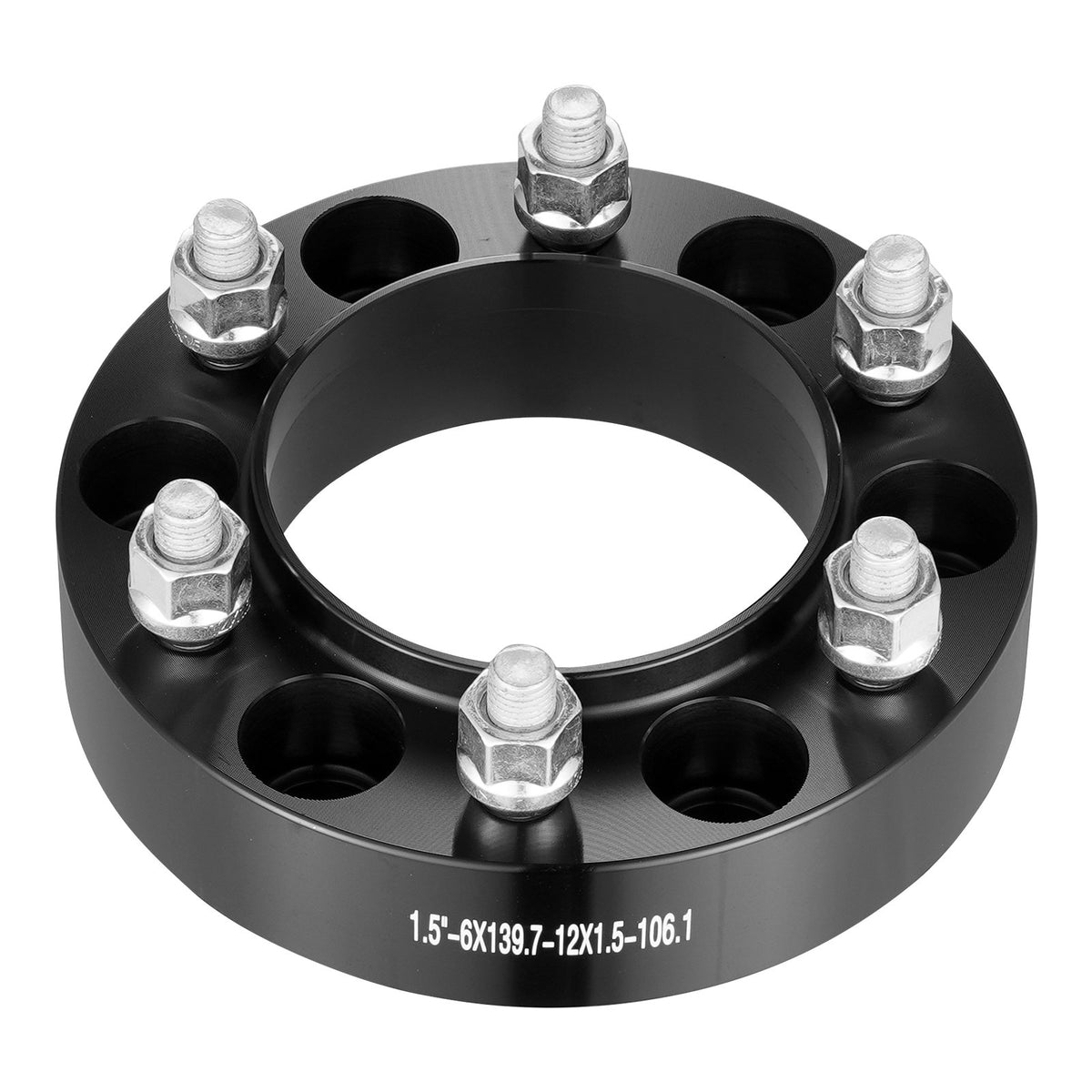 Wheel Spacers 1.5in 6x5.5in 6-Lug Hubcentric M12x1.5 Studs 4PCS Black