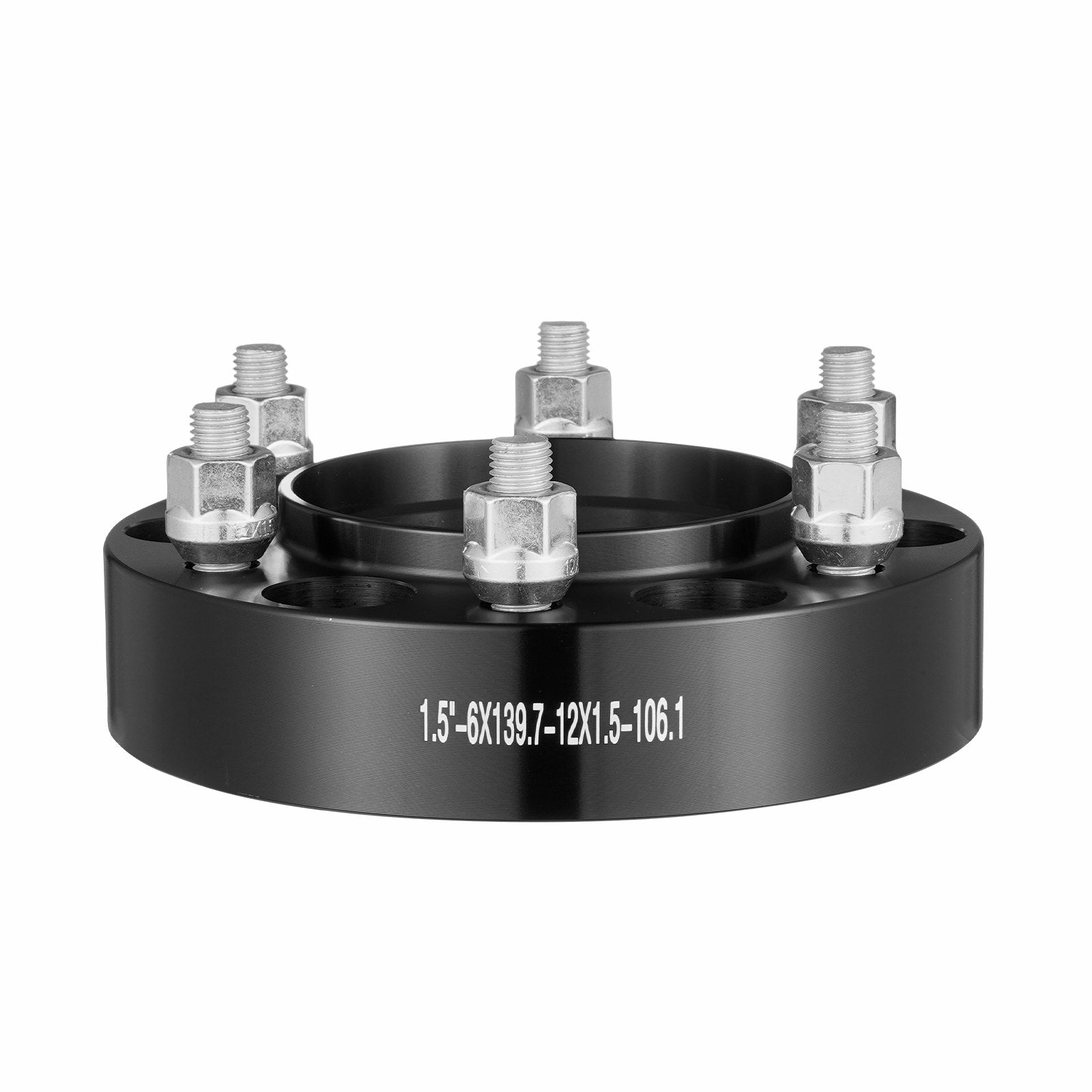 Wheel Spacers 1.5in 6x5.5in 6-Lug Hubcentric M12x1.5 Studs 4PCS Black