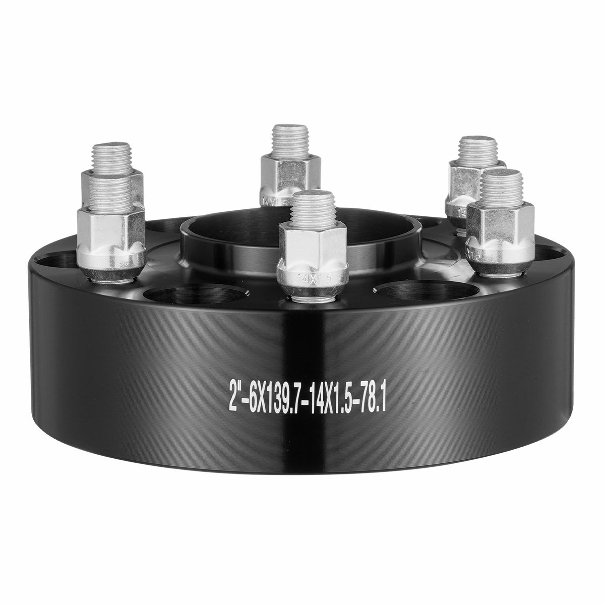 Wheel Spacers 2in 6x5.5in 6-Lug Hubcentric M14x1.5 Studs 4PCS Black