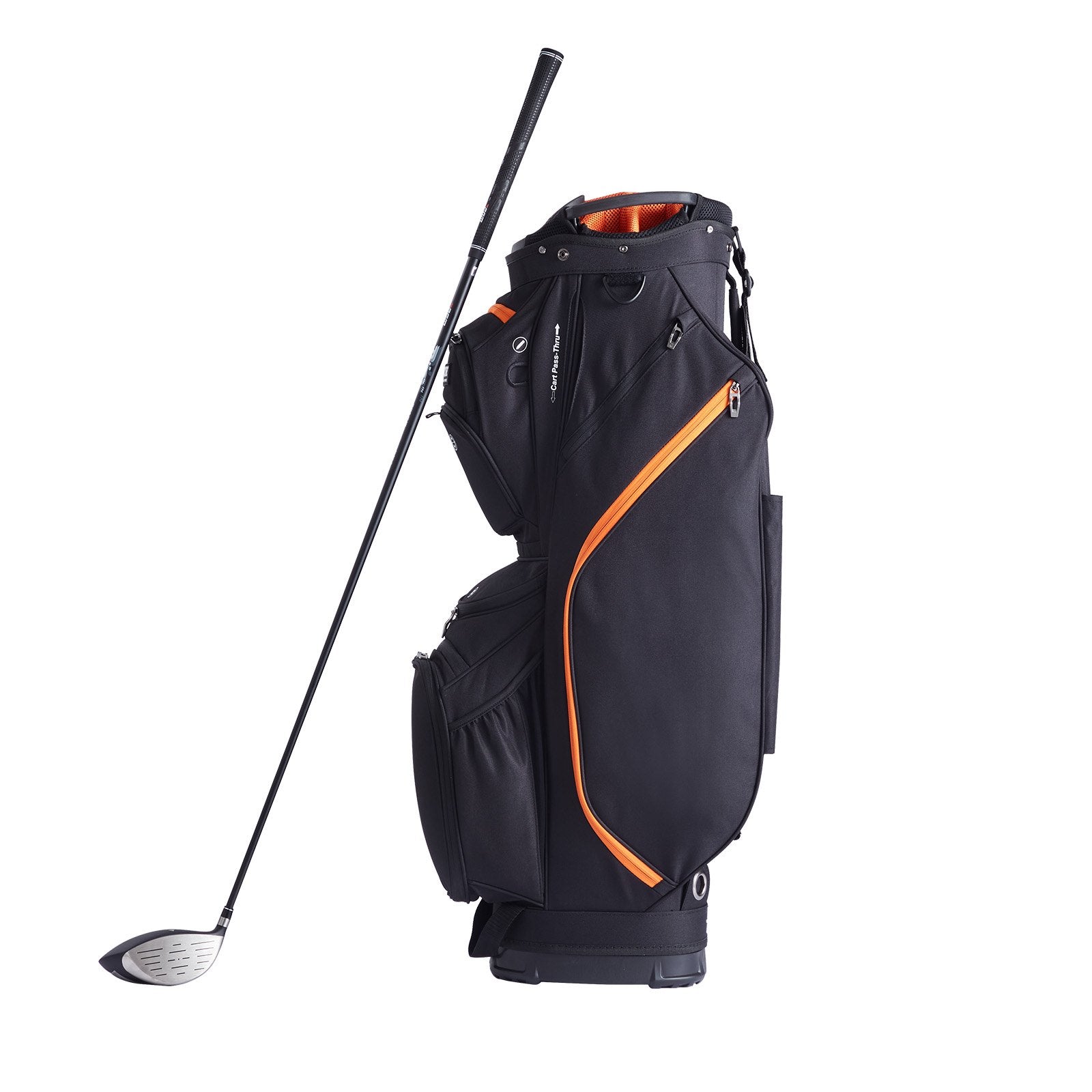 Golf Cart Bag 14-Way Top Organizer 36" 13 Pockets with Handles Black & Orange