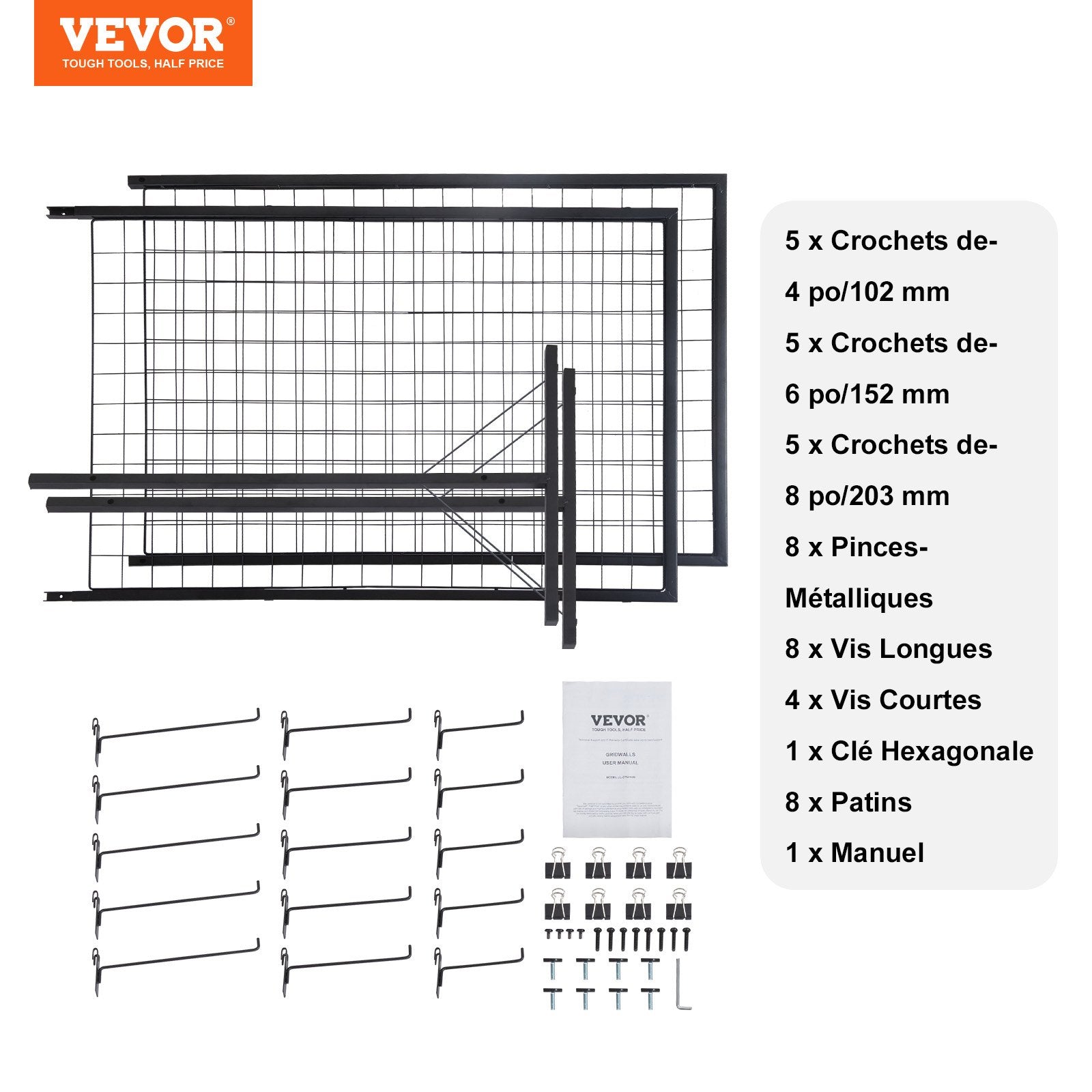 Grid Wall Panels Tower 2x5.6ft 2-Pack Double-Side Display Racks with Clips Hooks