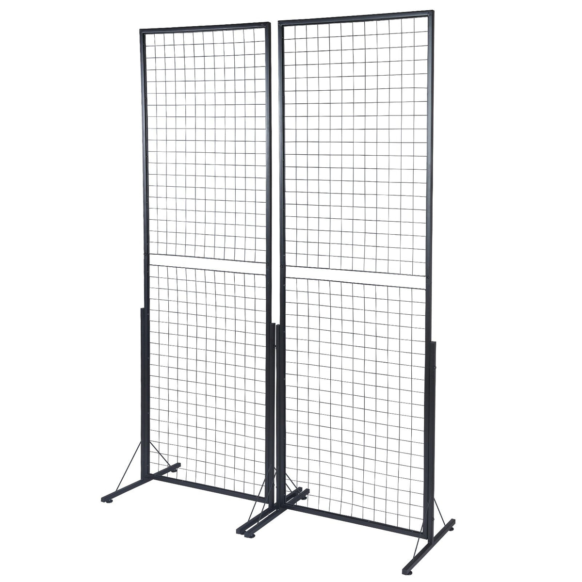 Grid Wall Panels Tower 2x5.6ft 2-Pack Double-Side Display Racks with Clips Hooks