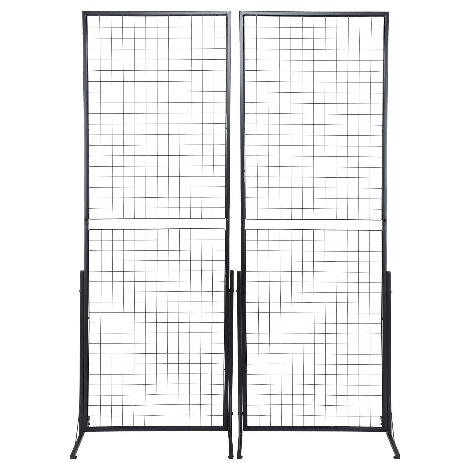 Grid Wall Panels Tower 2x5.6ft 2-Pack Double-Side Display Racks with Clips Hooks