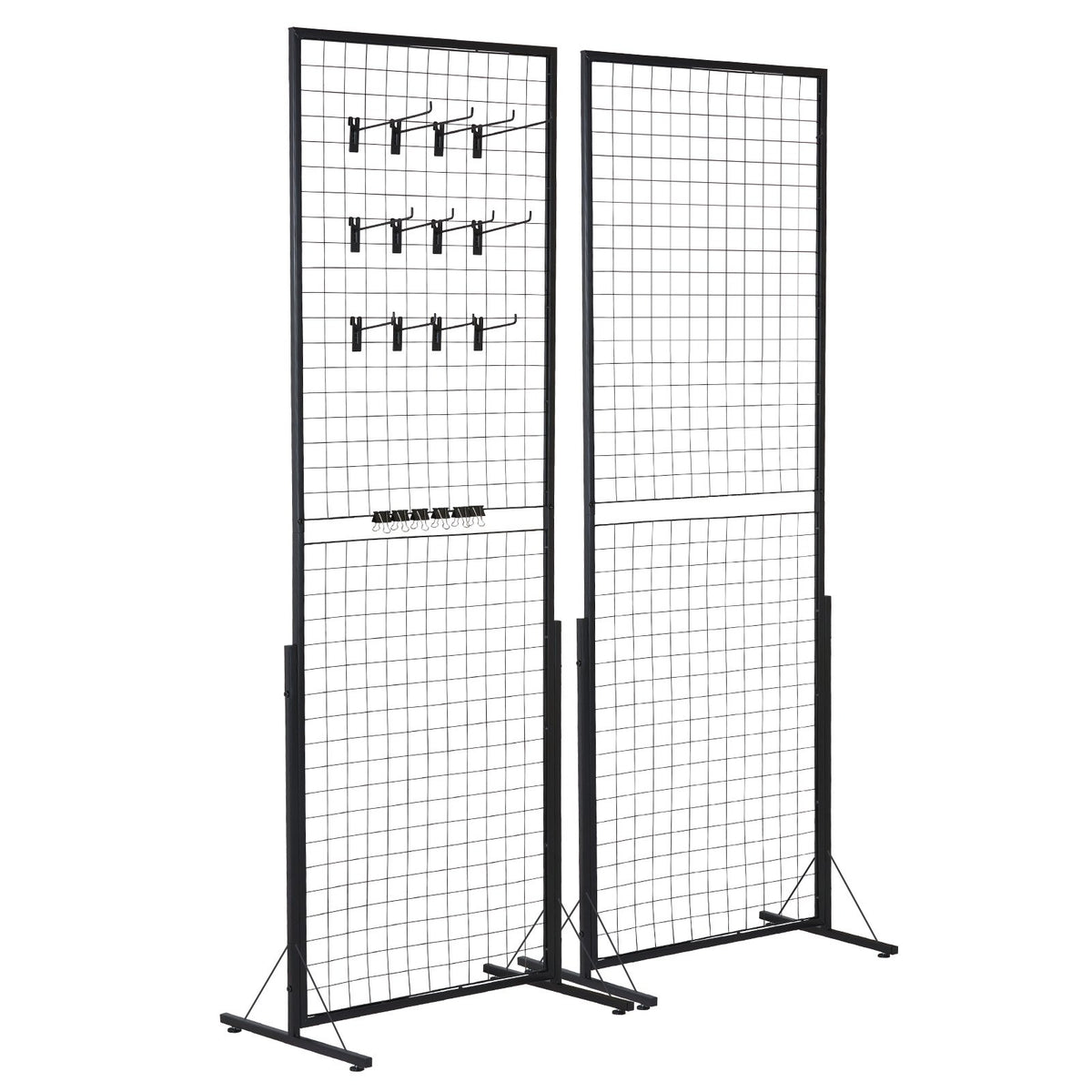Grid Wall Panels Tower 2x5.6ft 2-Pack Double-Side Display Racks with Clips Hooks
