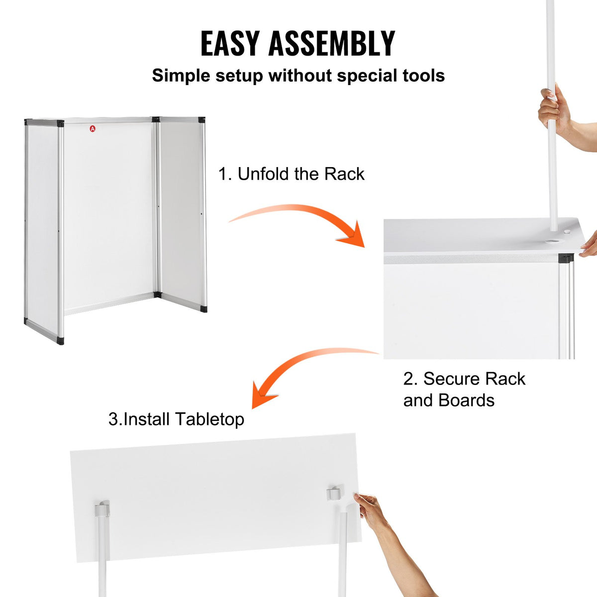 Portable Tradeshow Podium Table Foldable Exhibition Counter with Storage White