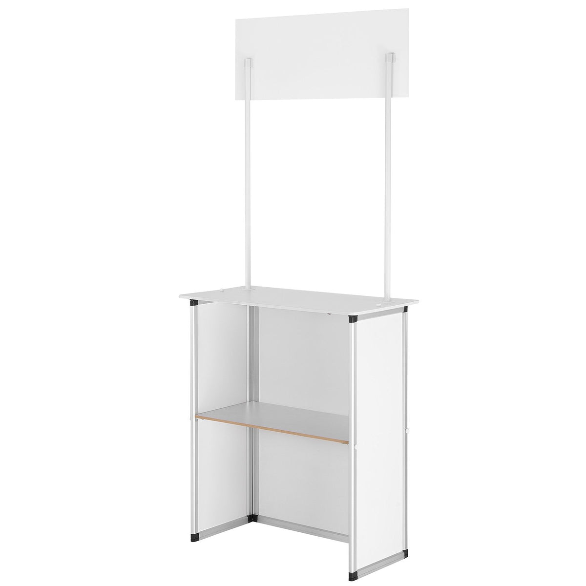 Portable Tradeshow Podium Table Foldable Exhibition Counter with Storage White