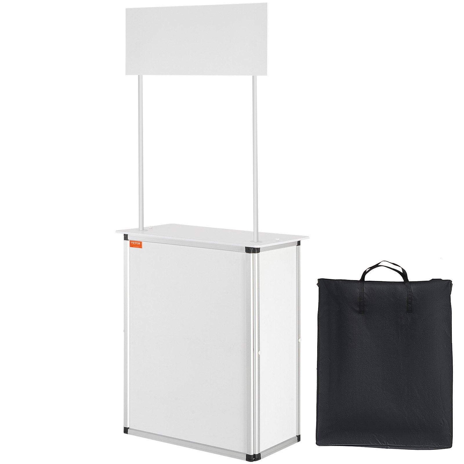 Portable Tradeshow Podium Table Foldable Exhibition Counter with Storage White