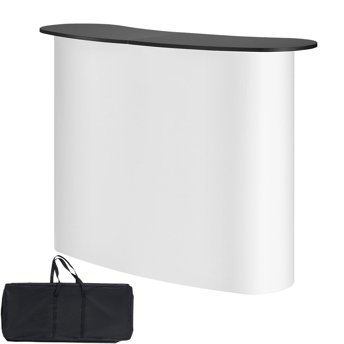 Portable Tradeshow Podium Table Foldable Exhibition Counter with Storage Black