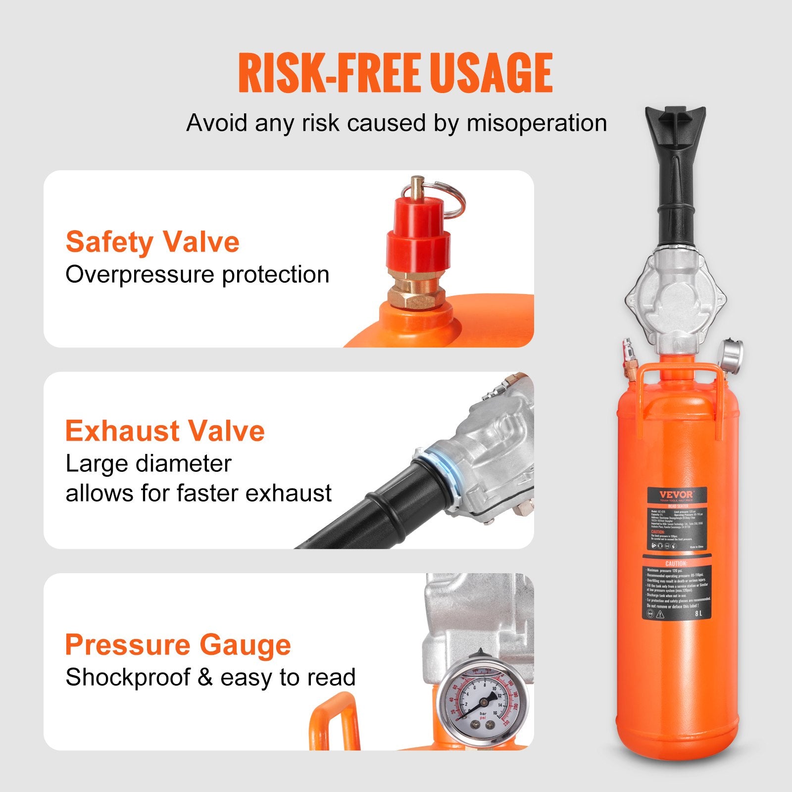 Tire Seater 2.1Gal Air Blaster 120PSI Handheld Portable Inflator Truck ATV Car